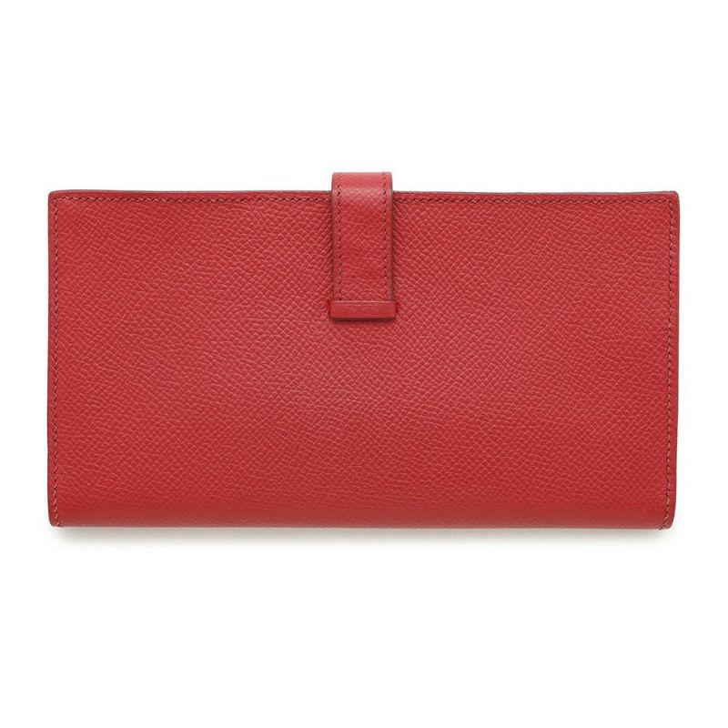 エルメス 長財布 ベアンスフレ ルージュカザック/シルバー金具 エプソン □L刻印 HERMES 財布