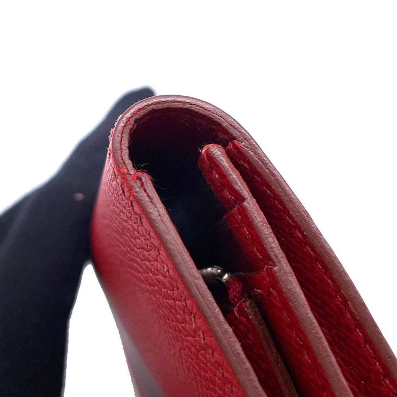エルメス 長財布 ベアンスフレ ルージュカザック/シルバー金具 エプソン □L刻印 HERMES 財布