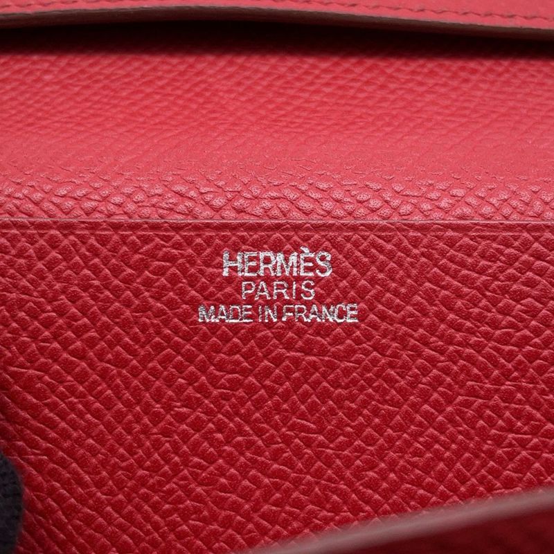 エルメス 長財布 ベアンスフレ ルージュカザック/シルバー金具 エプソン □L刻印 HERMES 財布