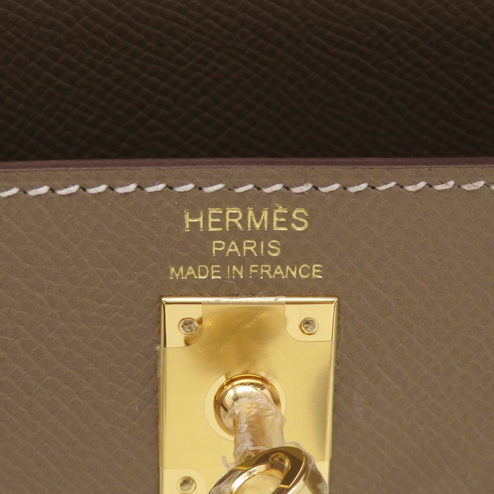エルメス ハンドバッグ ケリー25 外縫い エトゥープ/シルバー金具 エプソン K刻印 HERMES Kelly 2wayバッグ