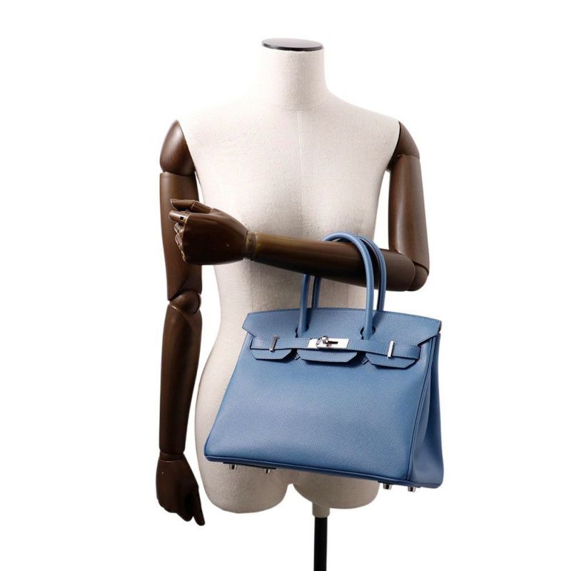 エルメス バーキン30 アズール/シルバー金具 エプソン D刻印 HERMES Birkin ハンドバッグ