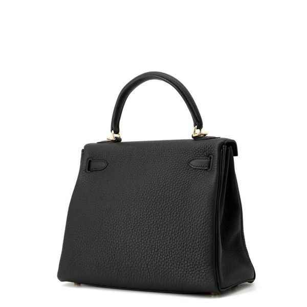 エルメス ハンドバッグ ケリー25 内縫い ブラック/ゴールド金具 トゴ W刻印 2wayショルダー 黒