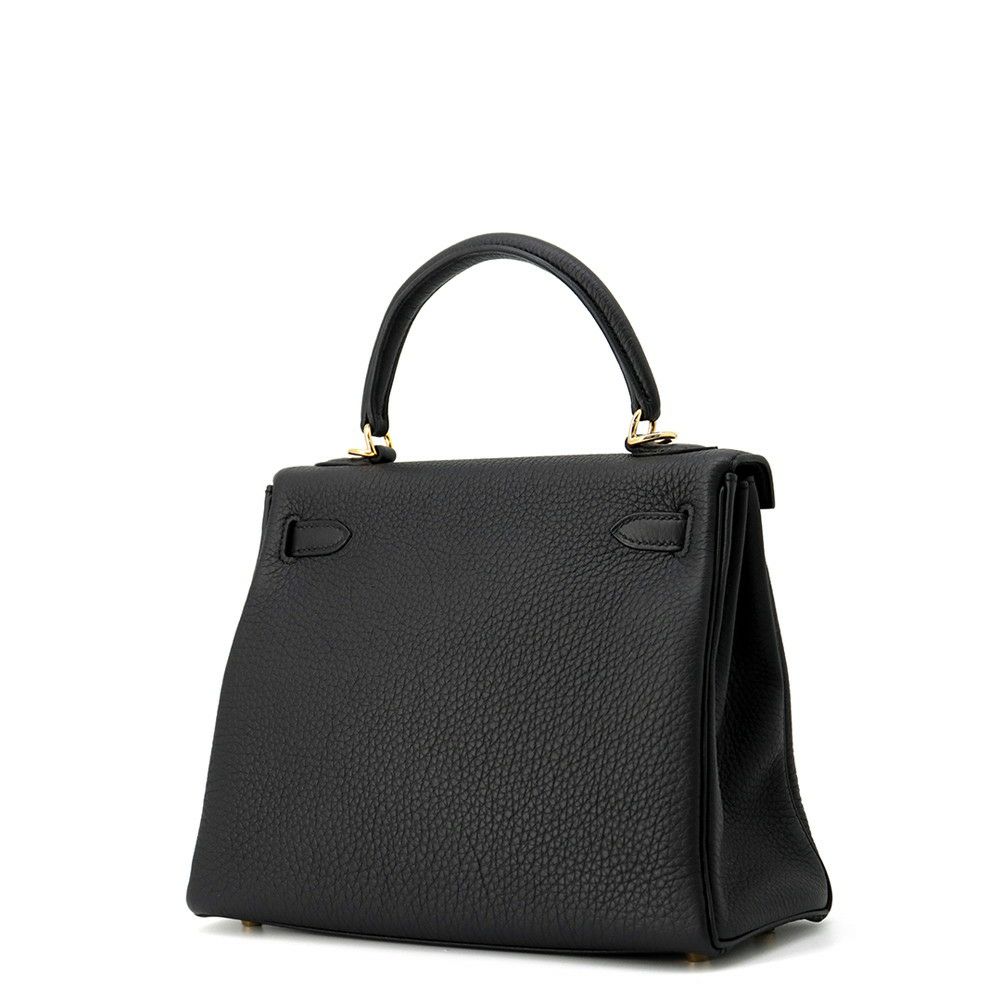 エルメス ハンドバッグ ケリー25 内縫い ブラック/ゴールド金具 トゴ W刻印 2wayショルダー 黒