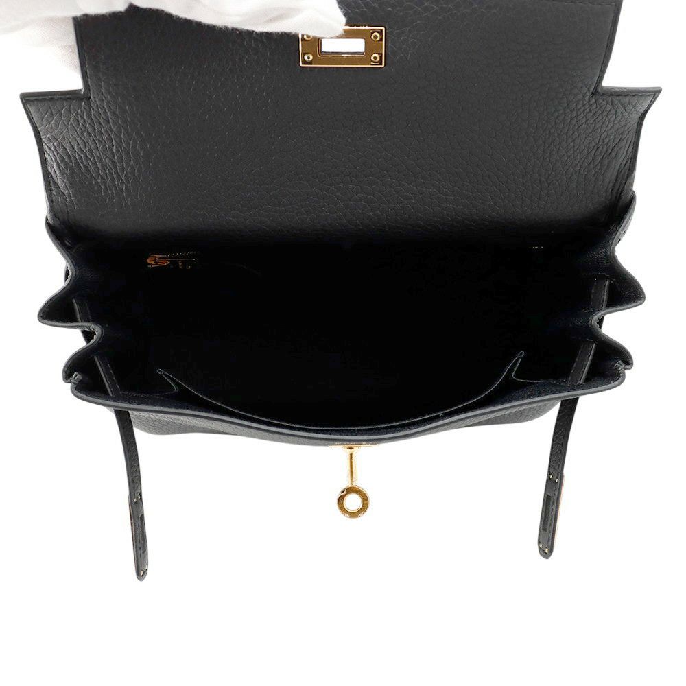 エルメス ハンドバッグ ケリー25 内縫い ブラック/ゴールド金具 トゴ W刻印 2wayショルダー 黒