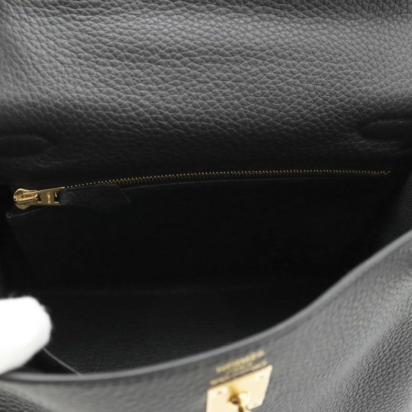 エルメス ハンドバッグ ケリー25 内縫い ブラック/ゴールド金具 トゴ W刻印 2wayショルダー 黒