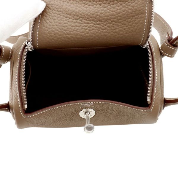 エルメス リンディ ミニ エトゥープ/シルバー金具 トリヨンクレマンス K刻印 2wayショルダー