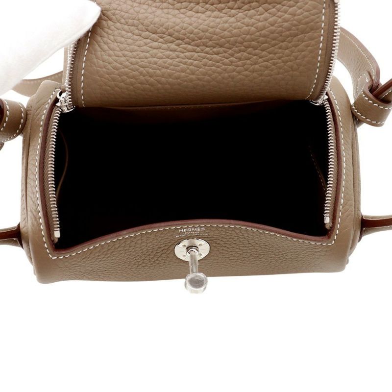 エルメス リンディ ミニ エトゥープ/シルバー金具 トリヨンクレマンス K刻印 2wayショルダー