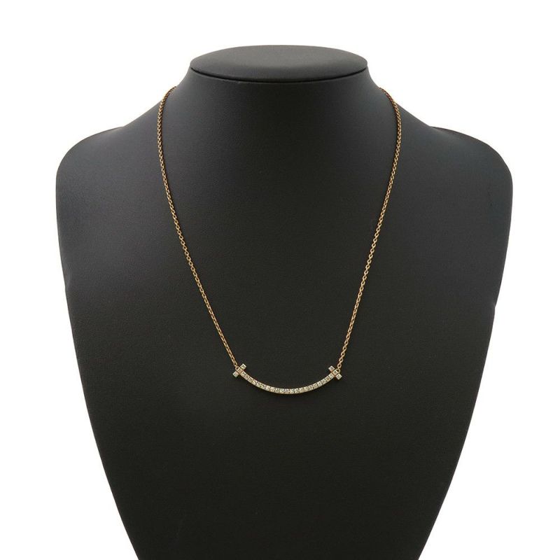 ティファニー ネックレス Tスマイル ペンダント ミディアム ダイヤモンド 計0.48ct K18PGピンクゴールド 67513282 Tiffany&Co.