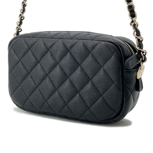 シャネル チェーンショルダーバッグ マトラッセ ココマーク カメラケース キャビアスキン A91796 CHANEL ポシェット 黒