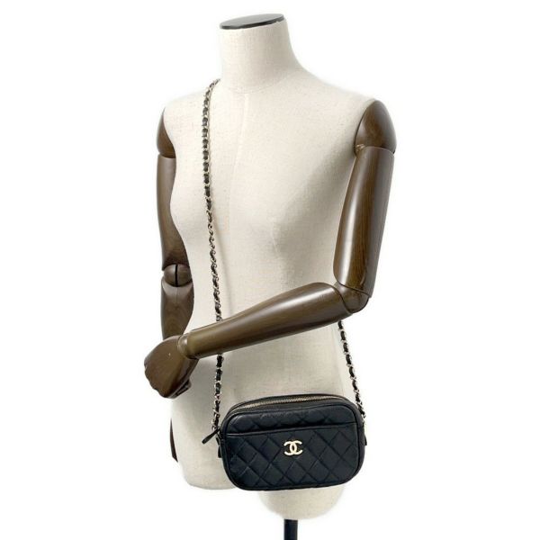 シャネル チェーンショルダーバッグ マトラッセ ココマーク カメラケース キャビアスキン A91796 CHANEL ポシェット 黒