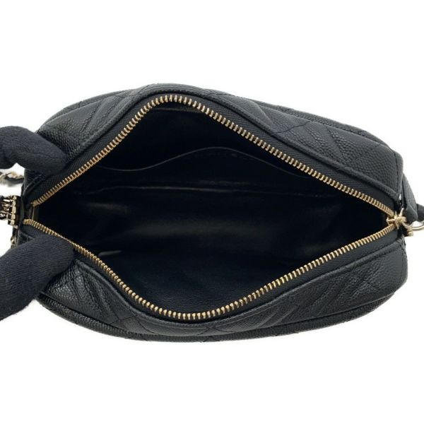 シャネル チェーンショルダーバッグ マトラッセ ココマーク カメラケース キャビアスキン A91796 CHANEL ポシェット 黒