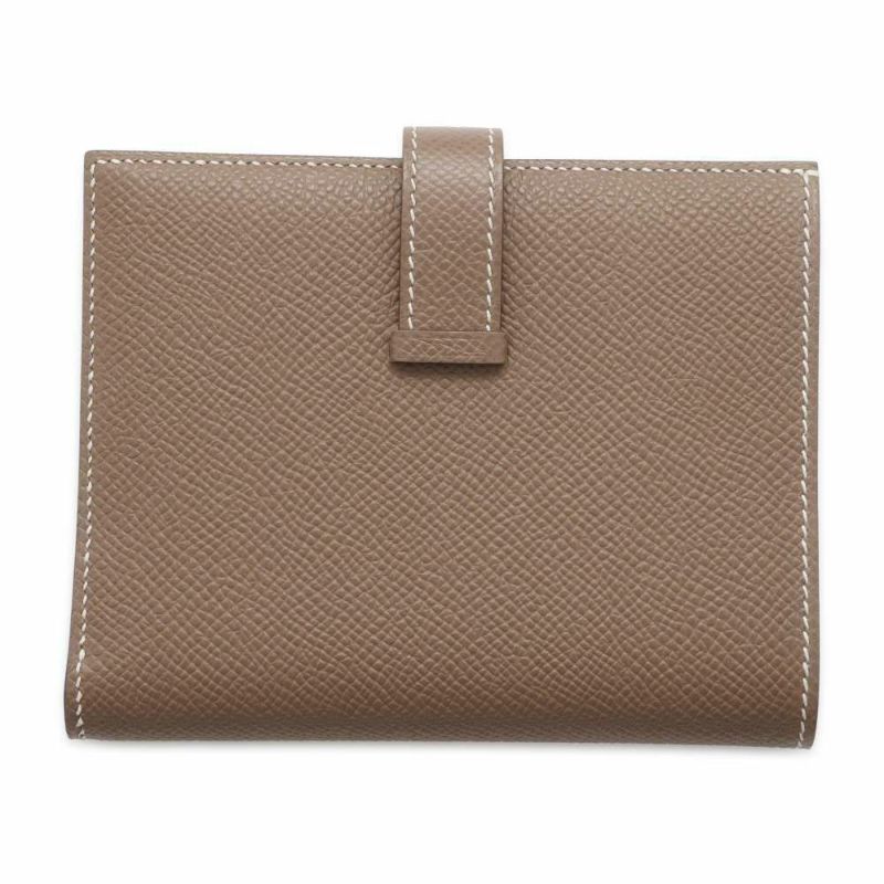 エルメス 二つ折り財布 ベアンコンパクト エトゥープ/ゴールド金具 ヴォーエプソン U刻印 財布