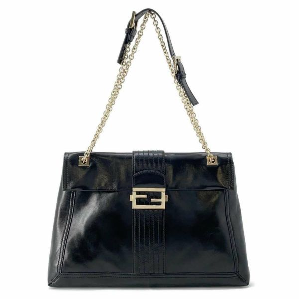 フェンディ チェーンショルダーバッグ レザー 8BT143 FENDI バッグ 黒