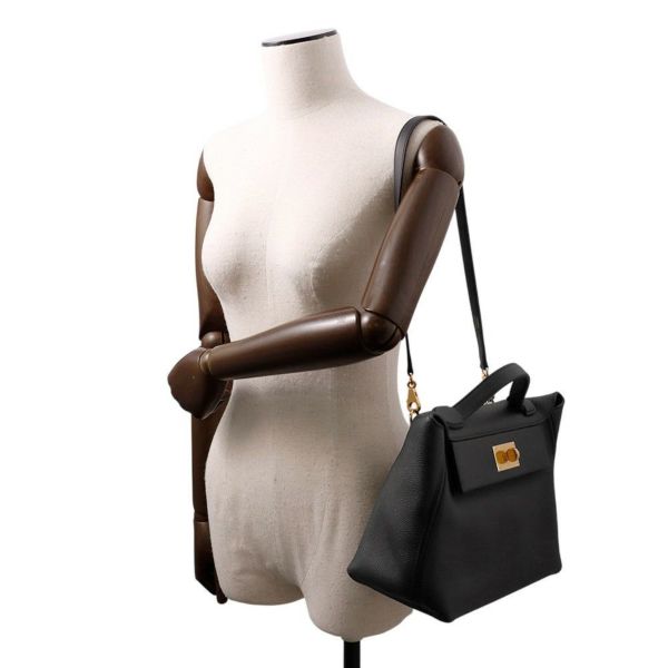 エルメス 24/24 29 サック ヴァンキャトル ブラック/シルバー金具 トゴ/スイフト U刻印 2wayショルダー 黒