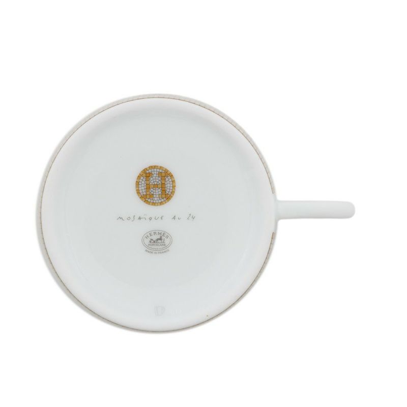 エルメス ティーカップ・ソーサー モザイク ヴァンキャトル 2客セット 160ml HERMES 食器 ギフト ポーセリン 白