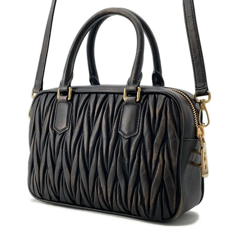 ミュウミュウ ハンドバッグ アルカディ マテラッセ ダメージ加工 ミディアム レザー 5BB124 Miu Miu 2way