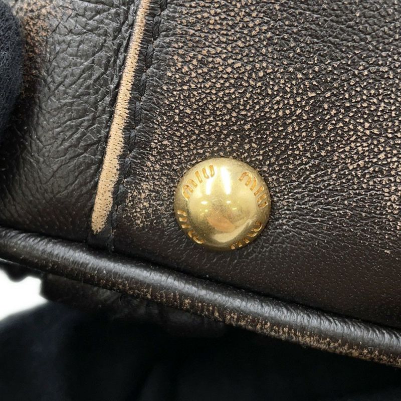 ミュウミュウ ハンドバッグ アルカディ マテラッセ ダメージ加工 ミディアム レザー 5BB124 Miu Miu 2way