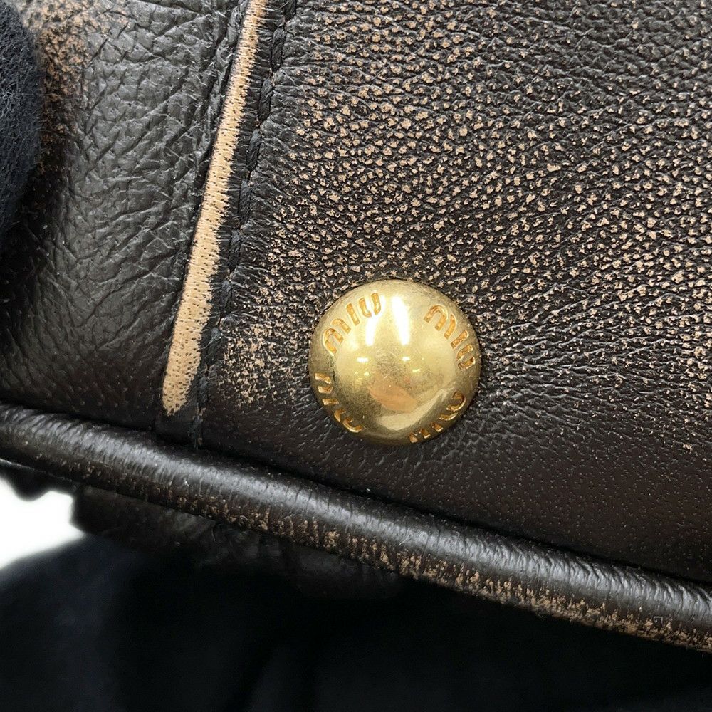 ミュウミュウ ハンドバッグ アルカディ マテラッセ ダメージ加工 ミディアム レザー 5BB124 Miu Miu 2way