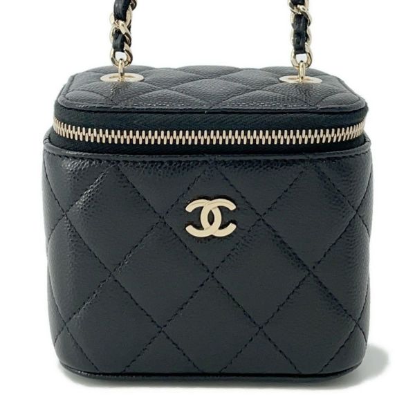 シャネル チェーンショルダーバッグ マトラッセ ココマーク クラシック スモールヴァニティケース ラムスキン AP1340 CHANEL 黒