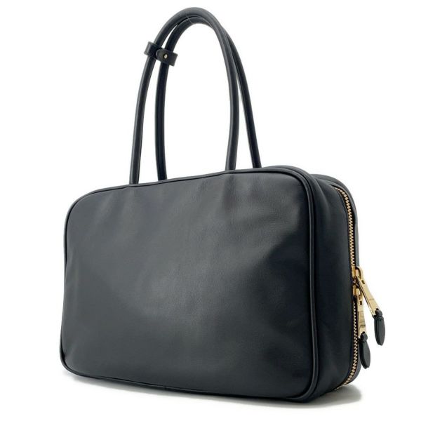 ミュウミュウ ハンドバッグ ボー カーフレザー 5BB117 MIUMIU トップハンドルバッグ 黒