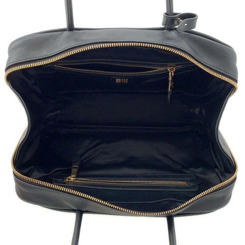 ミュウミュウ ハンドバッグ ボー カーフレザー 5BB117 MIUMIU トップハンドルバッグ 黒