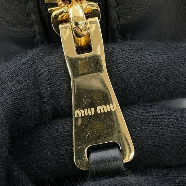 ミュウミュウ ハンドバッグ ボー カーフレザー 5BB117 MIUMIU トップハンドルバッグ 黒