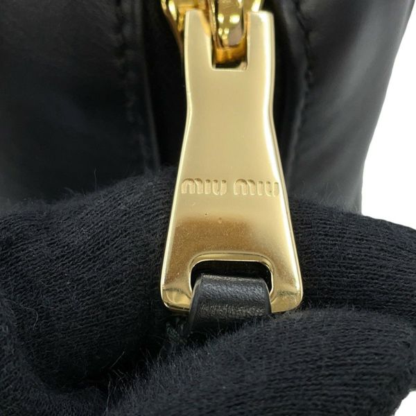 ミュウミュウ ハンドバッグ ボー カーフレザー 5BB117 MIUMIU トップハンドルバッグ 黒