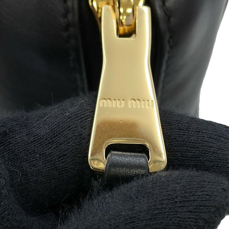 ミュウミュウ ハンドバッグ ボー カーフレザー 5BB117 MIUMIU トップハンドルバッグ 黒