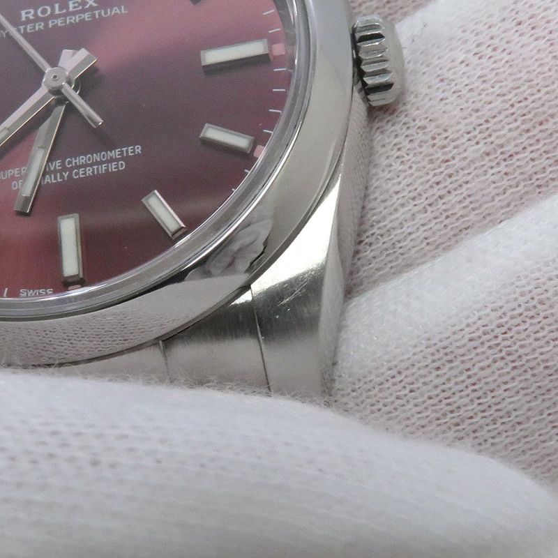 ロレックス オイスターパーペチュアル 34 114200 ROLEX 腕時計 レッドグレープ文字盤