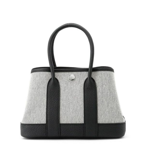 エルメス トートバッグ ネオ・ガーデン 23 ガーデンパーティ ブラック/エクリュ/シルバー金具 トワルアッシュヴァイキング/ネゴンダ W刻印 黒