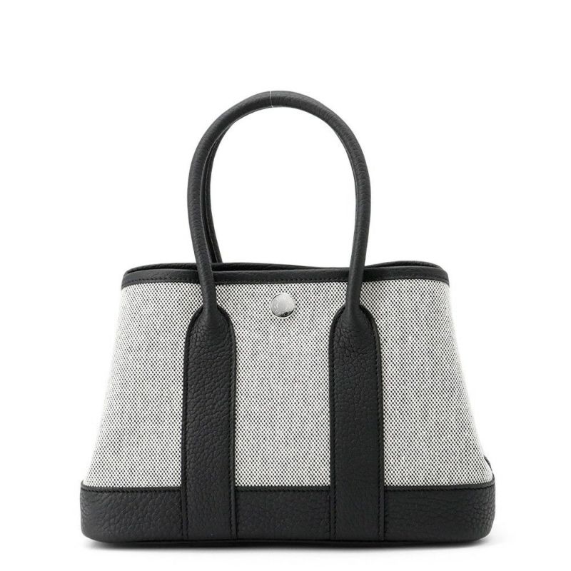 エルメス トートバッグ ネオ・ガーデン 23 ガーデンパーティ ブラック/エクリュ/シルバー金具 トワルアッシュヴァイキング/ネゴンダ W刻印 黒