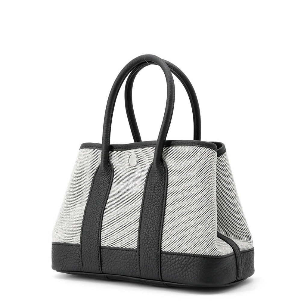 エルメス トートバッグ ネオ・ガーデン 23 ガーデンパーティ ブラック/エクリュ/シルバー金具 トワルアッシュヴァイキング/ネゴンダ W刻印 黒