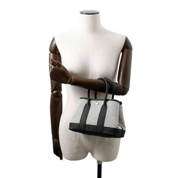 エルメス トートバッグ ネオ・ガーデン 23 ガーデンパーティ ブラック/エクリュ/シルバー金具 トワルアッシュヴァイキング/ネゴンダ W刻印 黒