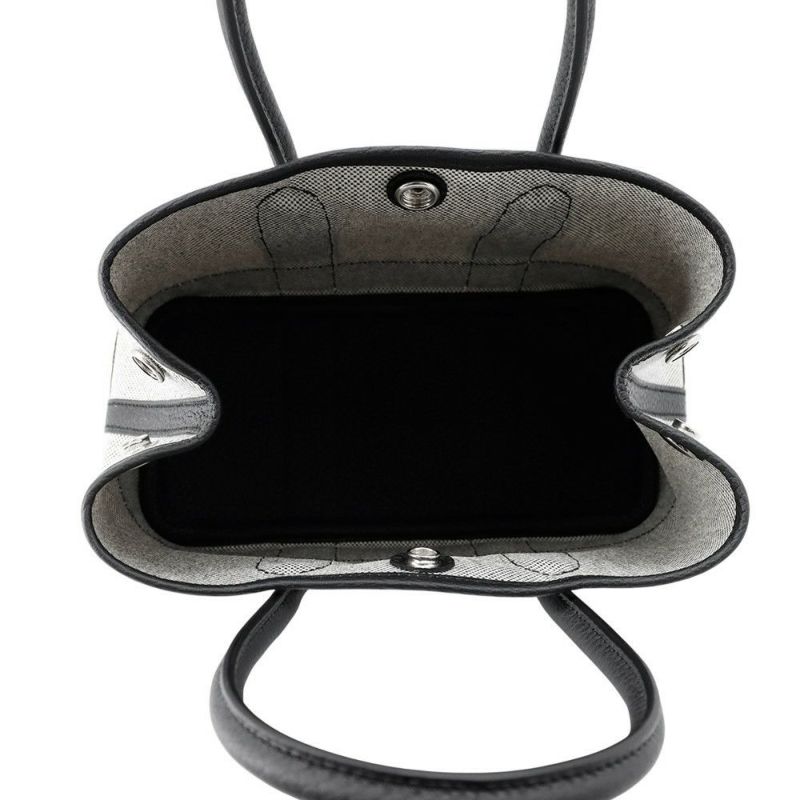 エルメス トートバッグ ネオ・ガーデン 23 ガーデンパーティ ブラック/エクリュ/シルバー金具 トワルアッシュヴァイキング/ネゴンダ W刻印 黒