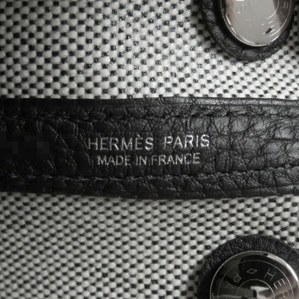 エルメス トートバッグ ネオ・ガーデン 23 ガーデンパーティ ブラック/エクリュ/シルバー金具 トワルアッシュヴァイキング/ネゴンダ W刻印 黒