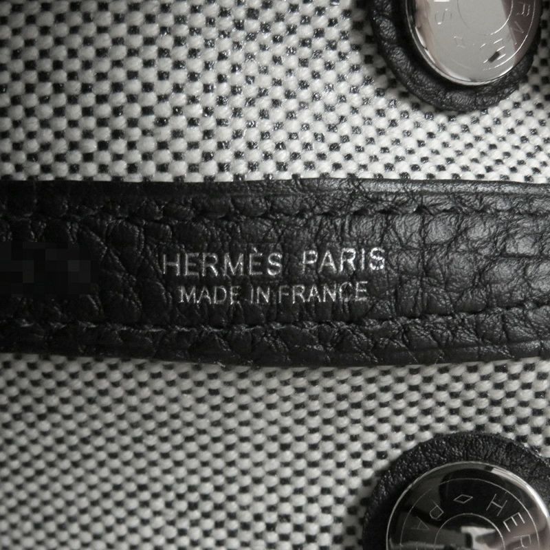 エルメス トートバッグ ネオ・ガーデン 23 ガーデンパーティ ブラック/エクリュ/シルバー金具 トワルアッシュヴァイキング/ネゴンダ W刻印 黒