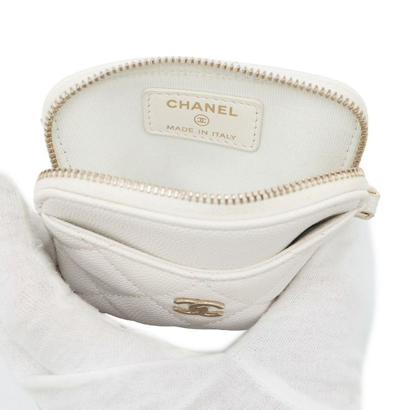 シャネル コインケース マトラッセ ココマーク キャビアスキン AP2061 CHANEL 財布 小銭入れ 白
