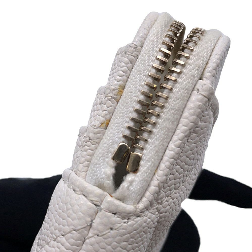シャネル コインケース マトラッセ ココマーク キャビアスキン AP2061 CHANEL 財布 小銭入れ 白