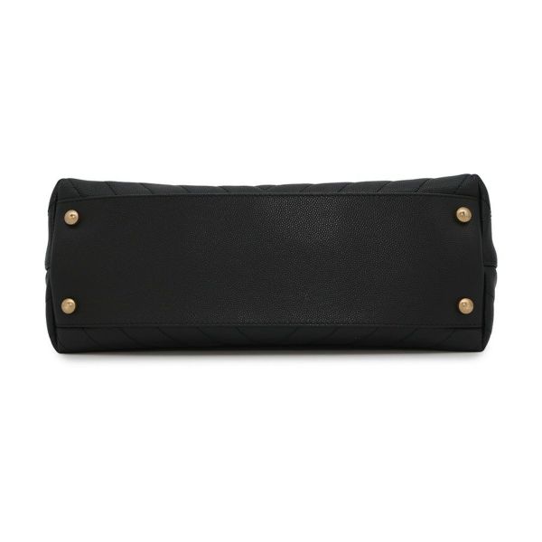 シャネル ハンドバッグ シェブロン ココマーク ハンドル フラップ キャビアスキン リザード A92991 2way 黒 Vステッチ