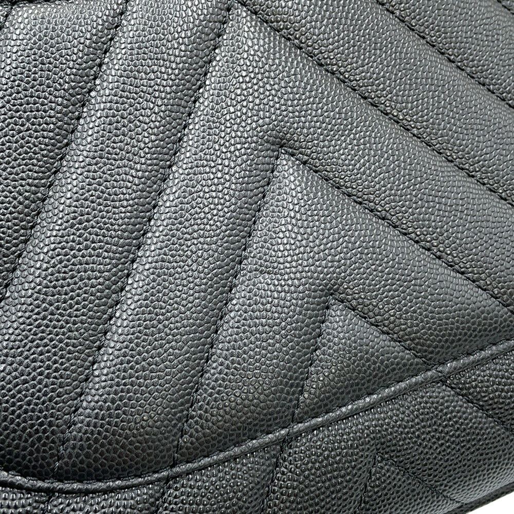 シャネル ハンドバッグ シェブロン ココマーク ハンドル フラップ キャビアスキン リザード A92991 2way 黒 Vステッチ