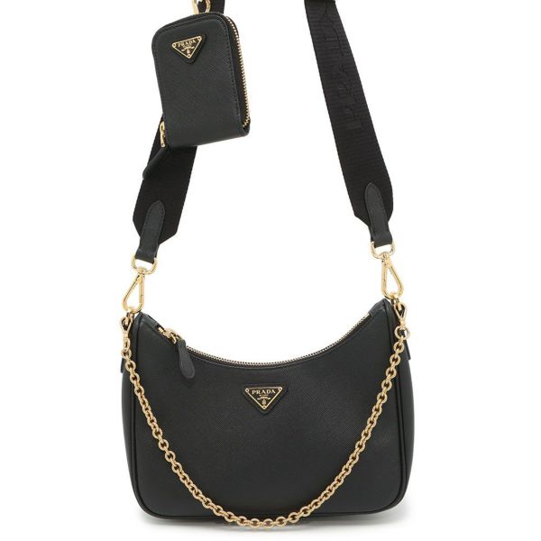 プラダ ショルダーバッグ Re-Edition 2005 サフィアーノ 1BH204 PRADA 2wayバッグ 黒 2way