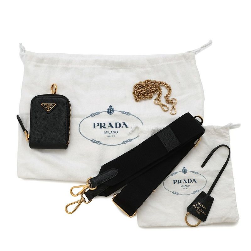 プラダ ショルダーバッグ Re-Edition 2005 サフィアーノ 1BH204 PRADA 2wayバッグ 黒 2way