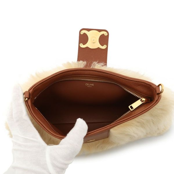 セリーヌ ハンドバッグ トリオンフ ウィルターン クラッチ レザー ファー 113673FEQ CELINE