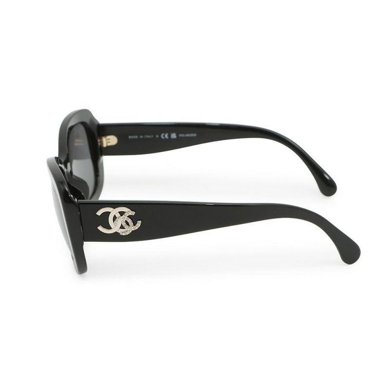 シャネル サングラス ダブルココマーク ラインストーン 56□17 140 5468-B-A CHANEL アイウェア 黒
