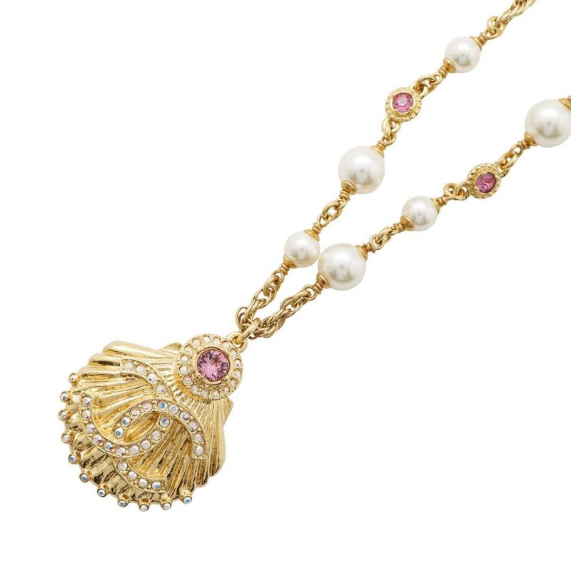 シャネル ネックレス 貝殻 ストラス フェイクパール A23C CHANEL アクセサリー ラインストーン