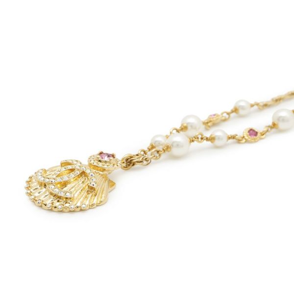 シャネル ネックレス 貝殻 ストラス フェイクパール A23C CHANEL アクセサリー ラインストーン
