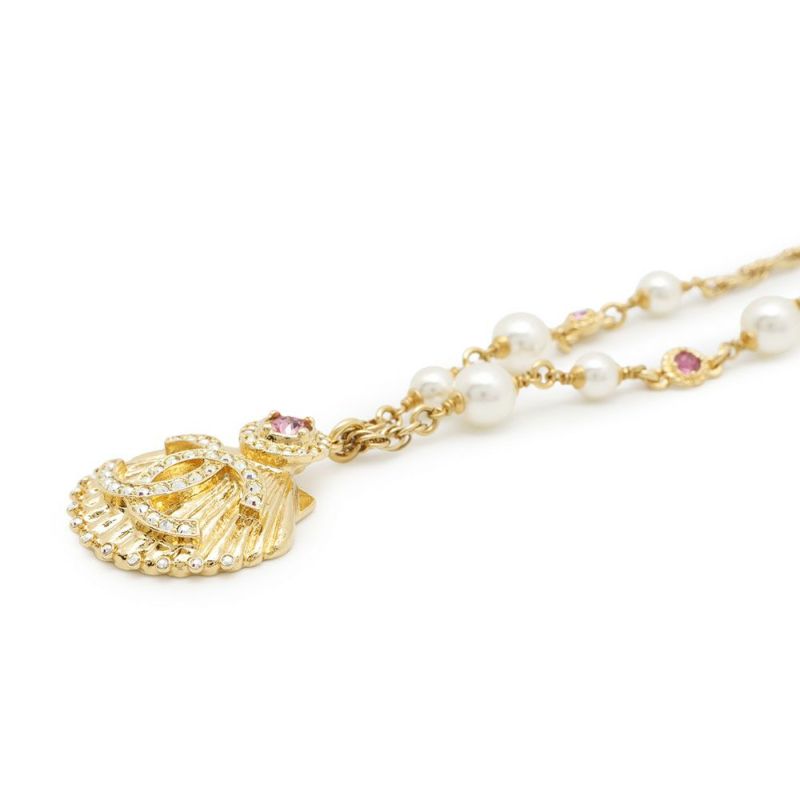 シャネル ネックレス 貝殻 ストラス フェイクパール A23C CHANEL アクセサリー ラインストーン