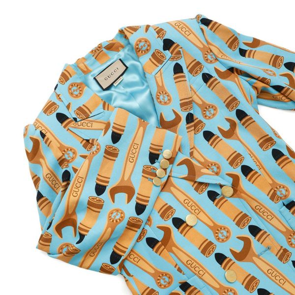 グッチ ジャケット テーラード リップスティック&ツールプリント レディースサイズ38 740422 GUCCI