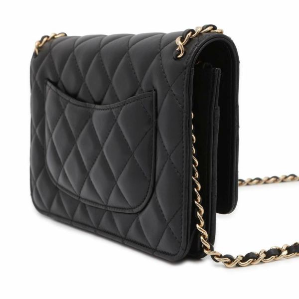 シャネル チェーンウォレット マトラッセ ココマーク ラムスキン AP0674 CHANEL 財布 黒