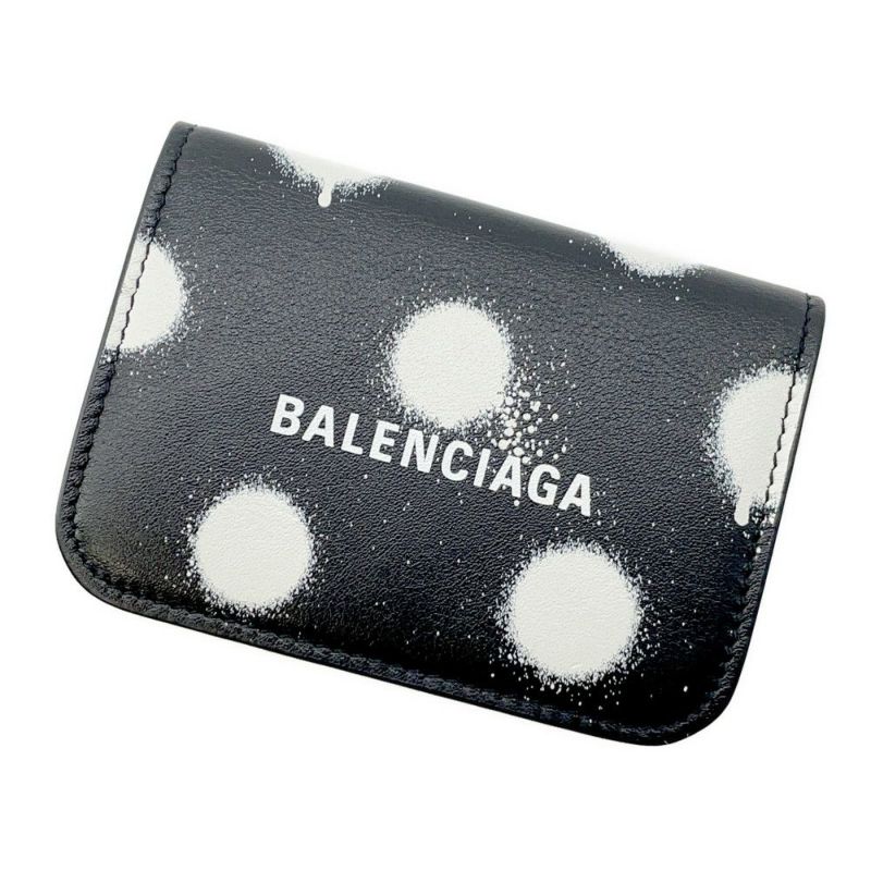 バレンシアガ 三つ折り財布 ドット キャッシュ ミニ ウォレット 593813 BALENCIAGA 黒 ブラック